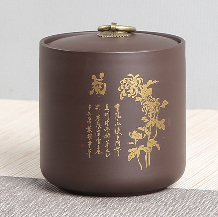 Airtight Canister Zisha Tea Box Kitchen Storage Bottles Jars Food Container Grains Tea Coffee Beans Grains Candy Jar Containers: Pattern 9