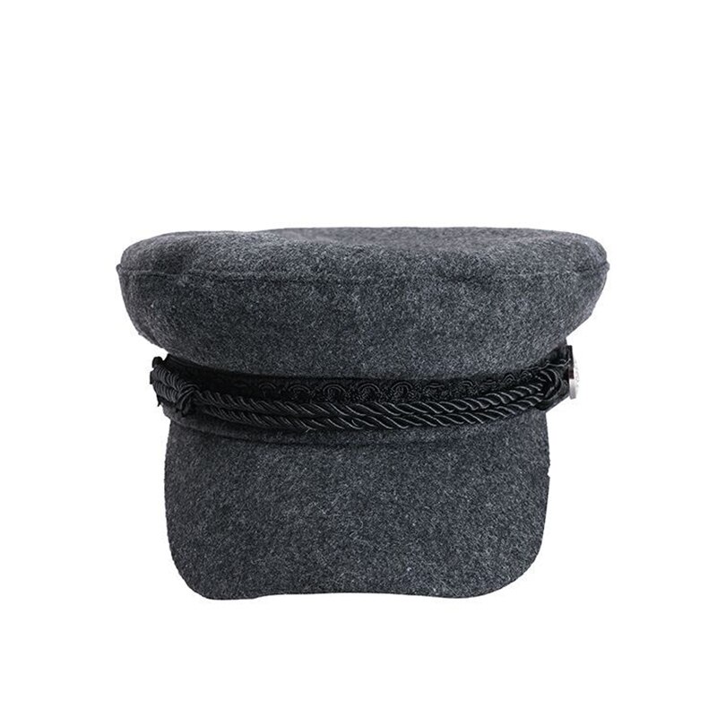 Kvinder mænd bomuld afslappet stil strenge hængslet knap golf kasket stilfuld retro metal ornament hat baretter fransk hat: Grå