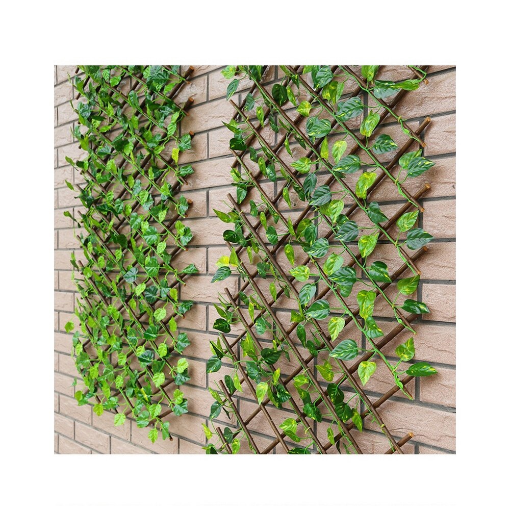 Retractable Artificial Garden Fence Expandable Faux Ivy Privacy Fence Wood Vines Climbing Frame Gardening Plant Home Decorations