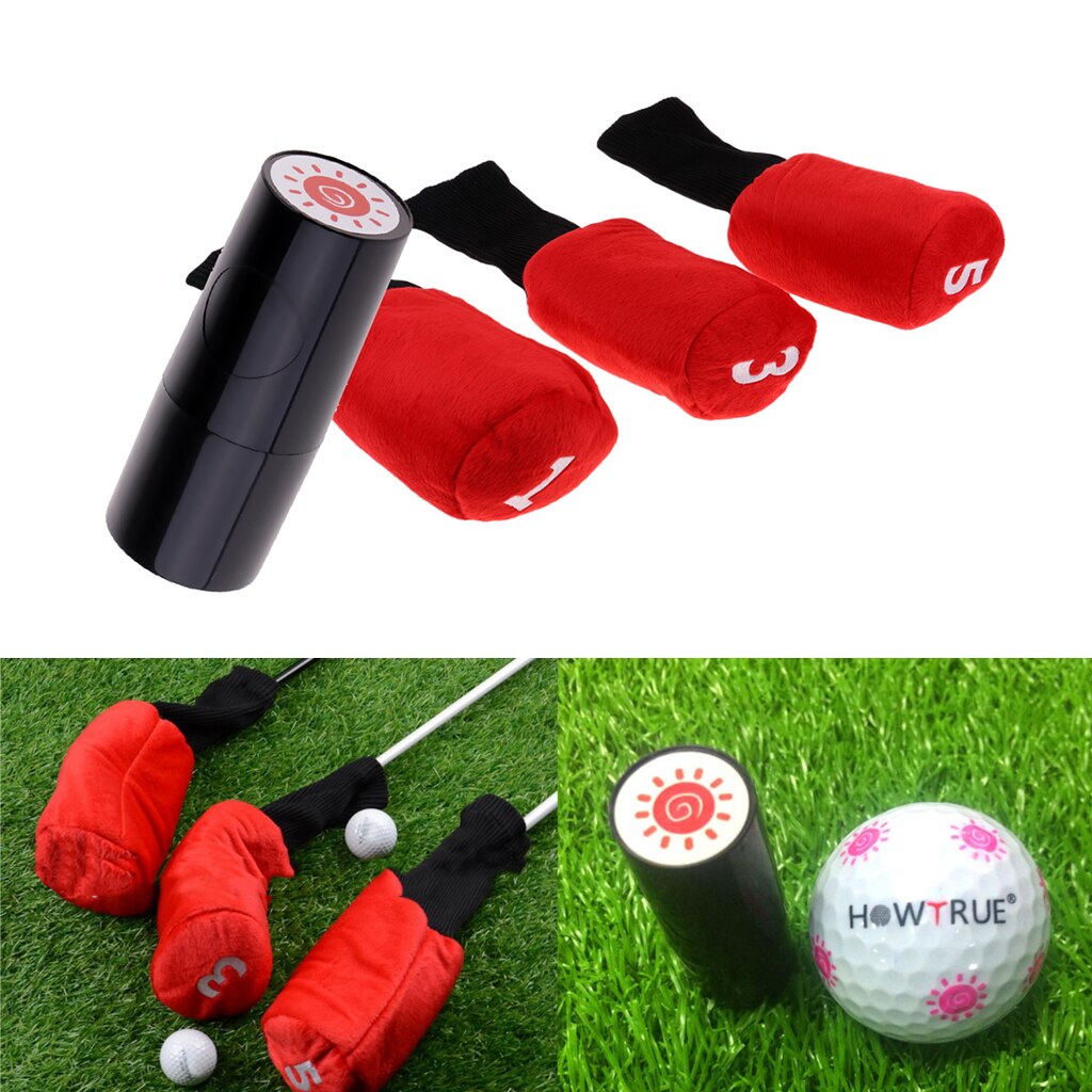 Set Di 3pcs Golf Club Testa di Legno Della Copertura Headcover Con Il Sole di Figura della Sfera Stamper