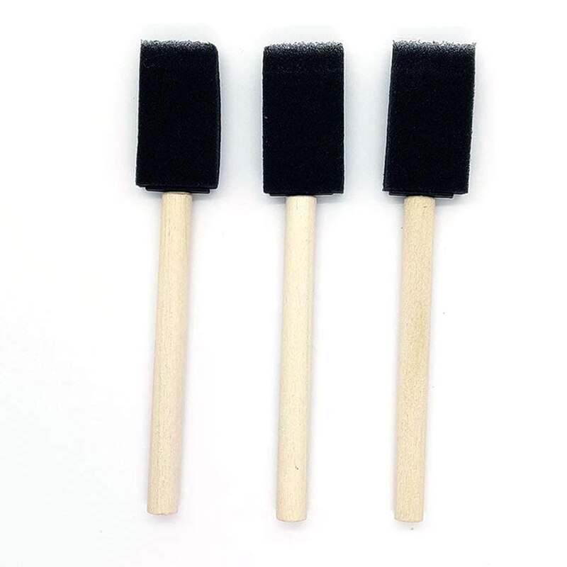 75 Stuks Foam Kwast, 1 Inch Verf Spons Borstel, Houten Handvat Penseel Set Voor, vlekken, Vernissen, Ambachten, Kunst