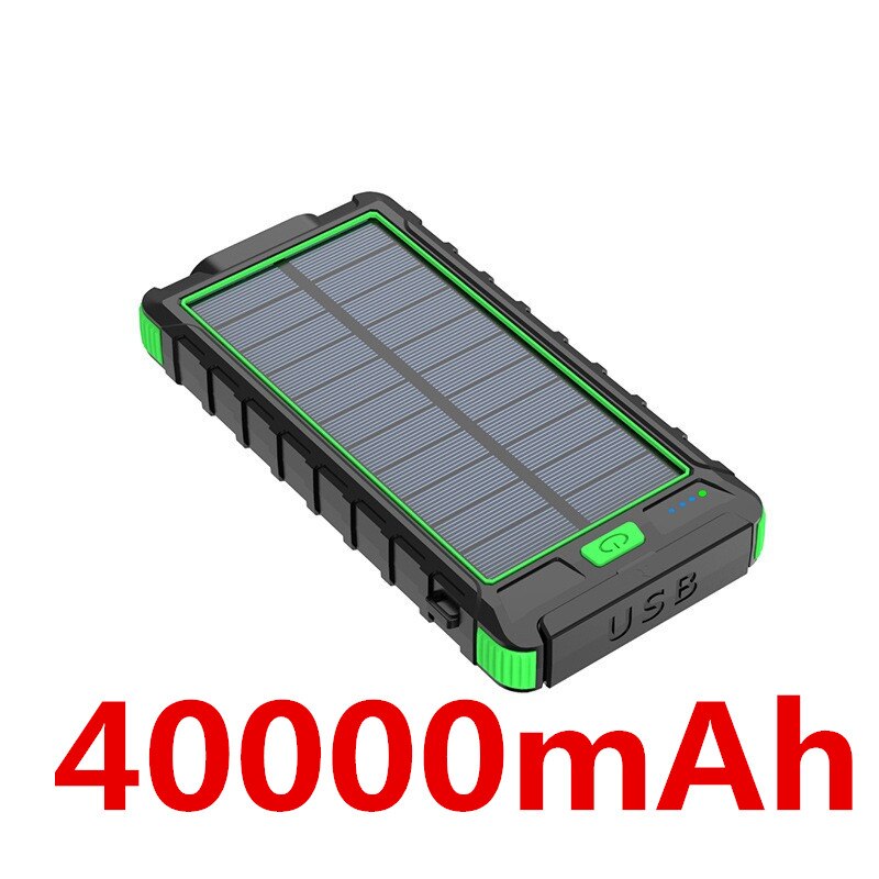 Banco de energía solar de alta capacidad, 80.000 mAh, carga rápida y conveniente, para Samsung PD, iPhone 11 pro, Xiaomi mi: Green-40000mAh