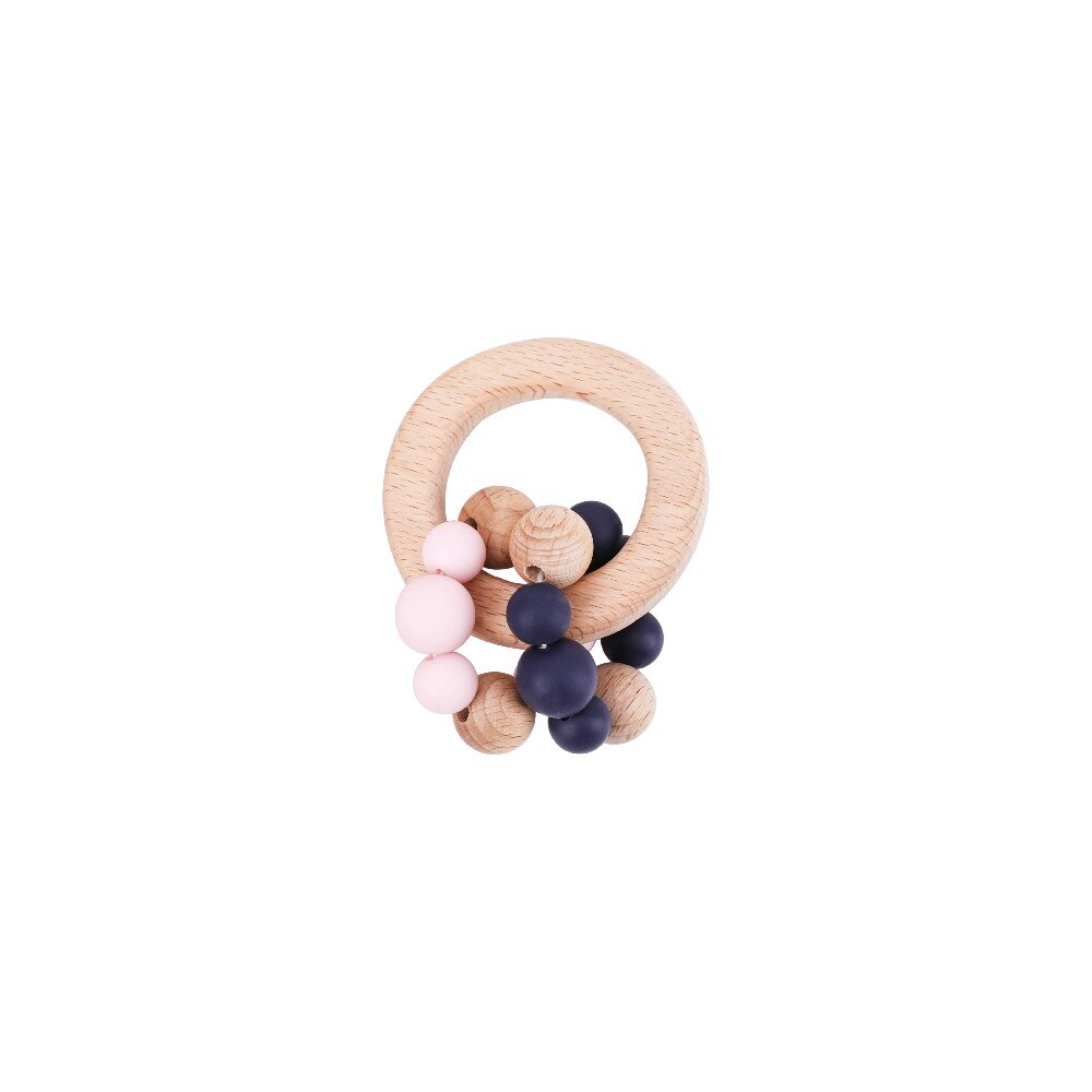 1pc Baby BeißRing Spielzeug BPA Frei Holz Armbinde Buche Ring Silikon Perlen Runde Kante BeißRing Für Neugeborene Baby spielzeug: A