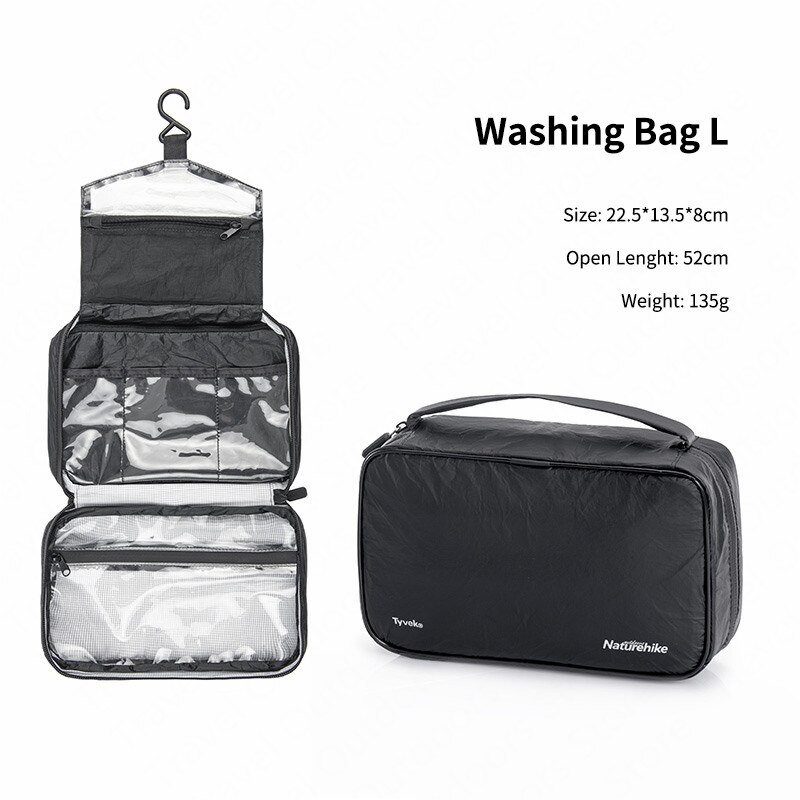 Naturehike vandtæt taske rejse kosmetisk taskevirksomhed stor kapacitet tøjpose tpu multifunktions bærbar opbevaringsbadtaske: Sort l