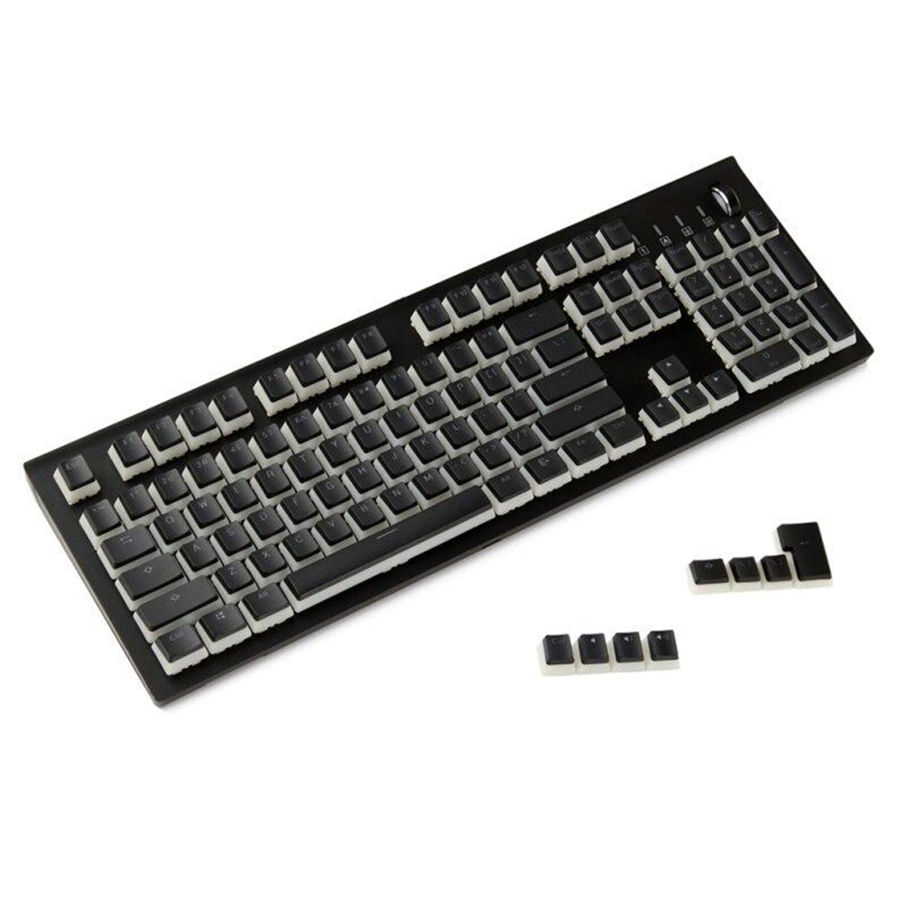 OEM Pudding Shine Through Backlit ANSI ISO 112 Key Double Shot PBT Keycaps For Mechanical Keyboard Keychron GK61X 61 87 104: Black Pudding