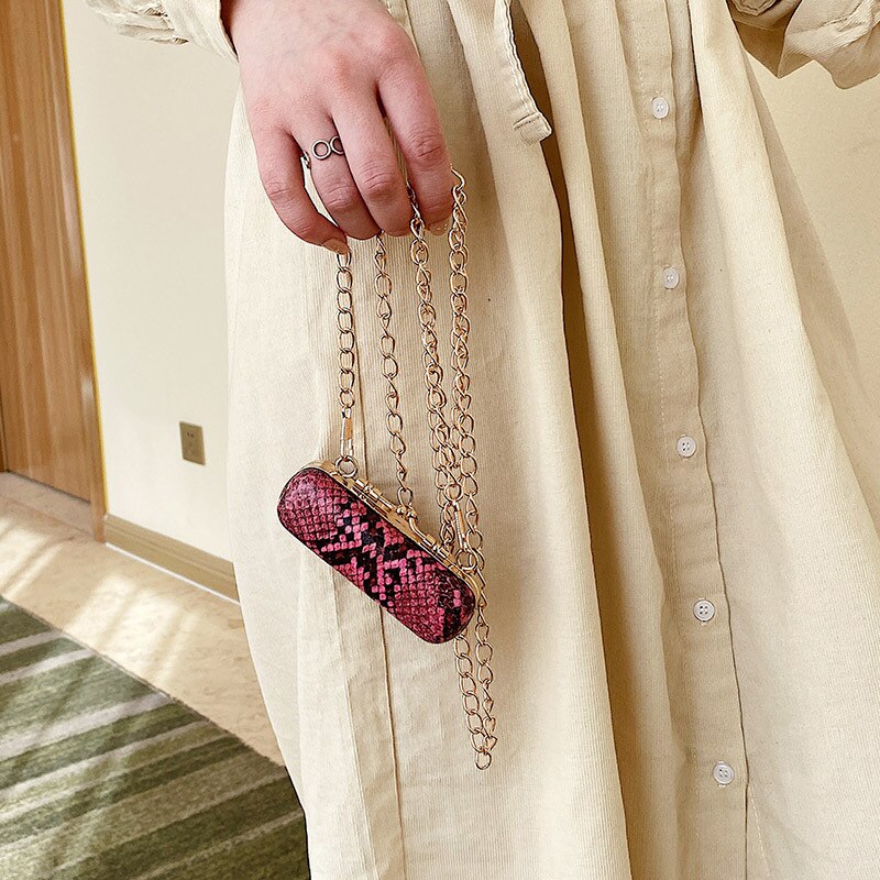 Bærbar leppestiftveske for kvinner mini lyst mønster fest dekorative skuldervesker serpentine cross body myntvesker  jd03141