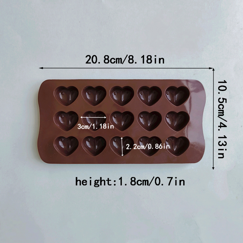 Moule à chocolat en Silicone en forme de cœur, diamant à 15 cavités, fait à la main, pour biscuits, bonbons, gelée, laque, cire, particules, 1 pièce