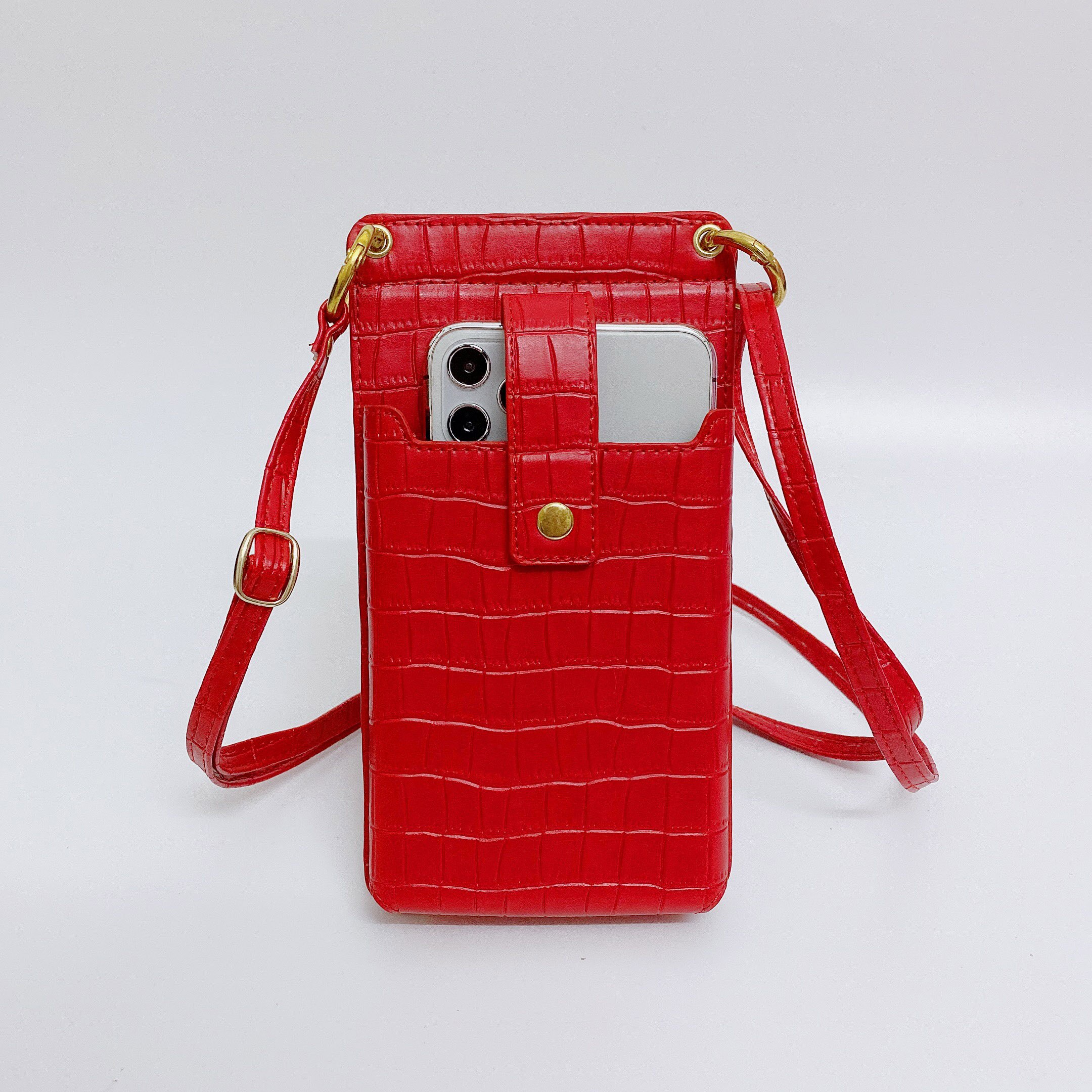 Universele Neck Strap Telefoon Bag Case Pouch Voor Xiaomi Redmi Note 9 Pro Max 9S 9A 9C 8 8T 8A 7A 7 S1 S2 A3 Card Pocket Spiegel Capa: Red