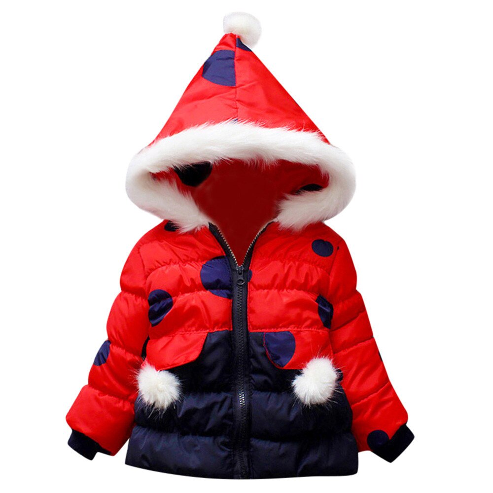 Baby Jongen Meisje Kleding Winter Baby Kids Boy Girl Lange Mouwen Warm Dot Print Jas Peuter Dikke Capuchon Mode bovenkleding