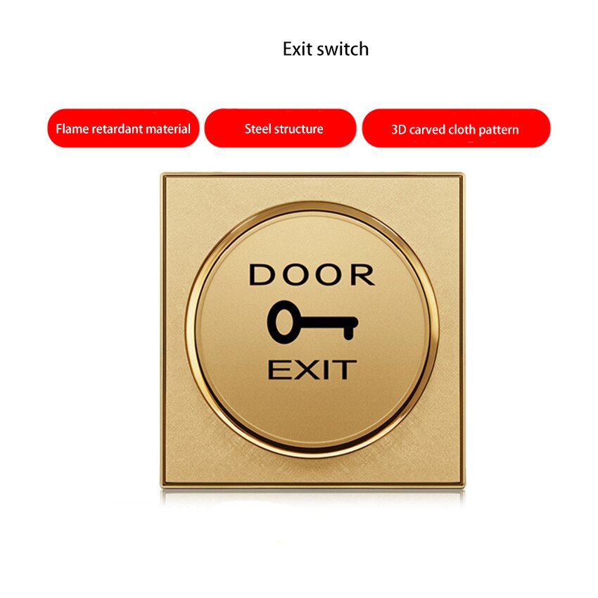 1pcs Door Exit Push Button Door Open Switch for Access Control Wall Mounted NO/COM Switch Panel,Golden,86*6*90mm for Home