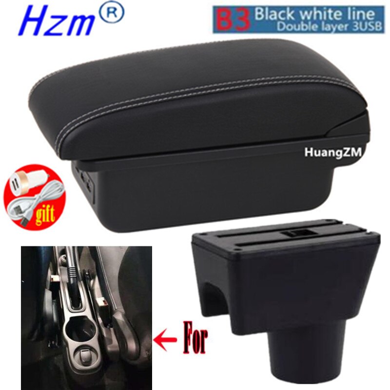 For Renault Duster Armrest For Dacia Duster Car Armrest box Center Storage box car accessories Interior With USB LED: B3 style white line