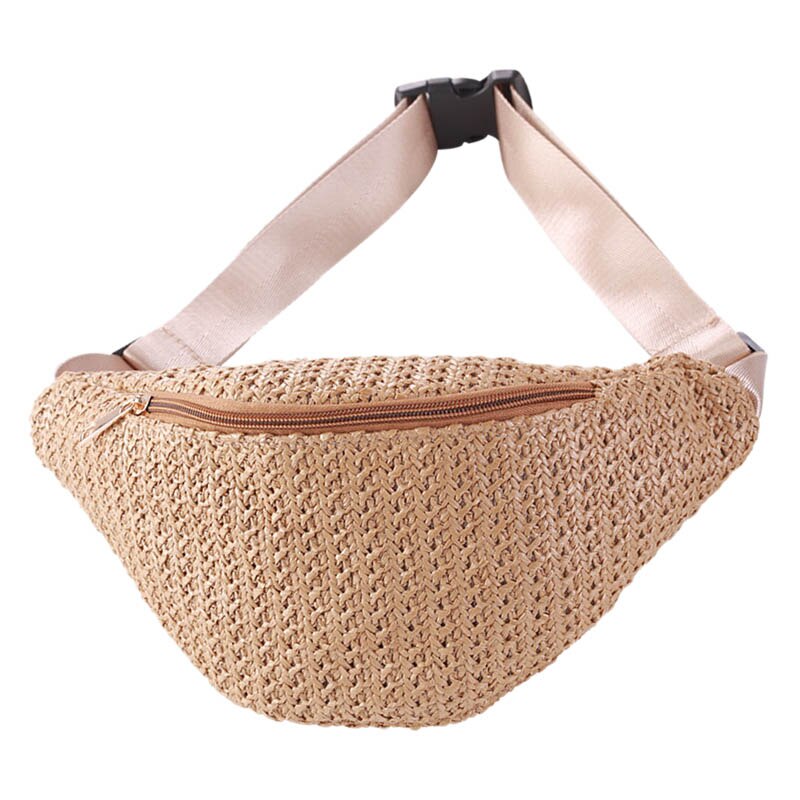 Rieten heuptas voor dames, handgemaakt van rotan, zomer strandtas, heuptas voor meisjes, borsttas, portemonnee, kaki