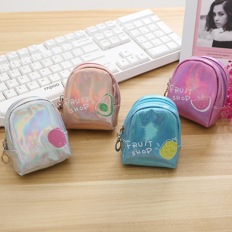 Porte-monnaie de fruits Laser petit sac holographique femmes PVC clair gelée sacs à main filles porte-carte pour enfants porte-monnaie petit portefeuille