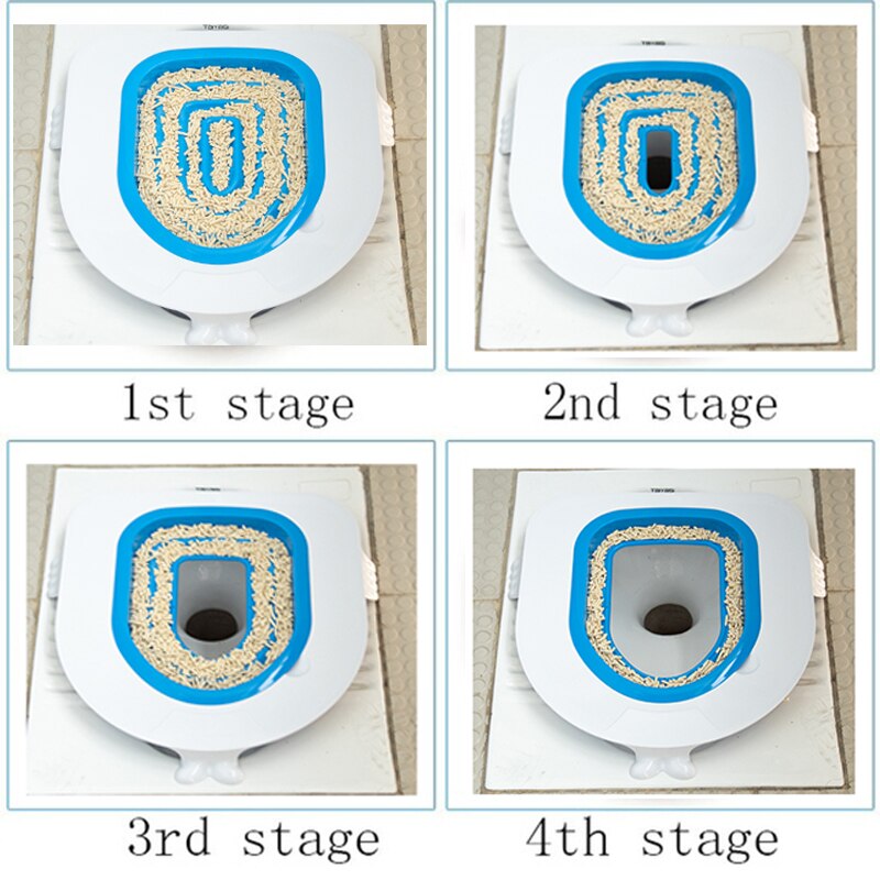 Plastic Cat Toilet Training Kit Litter Box Cat Toilet Trainer Toilet Pet Cleaning Cat Training Litter Kwitter Cat Litter Tray
