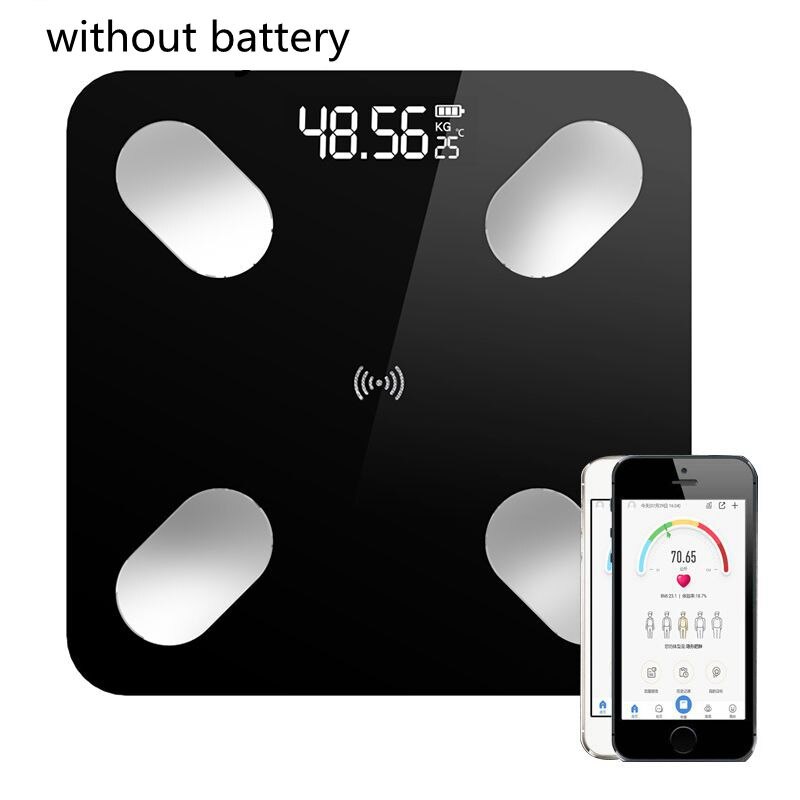 1pc smart kroppsfettskala golv vetenskaplig smart elektronisk led digital viktmätning balans bluetooth app android eller ios: Batteri