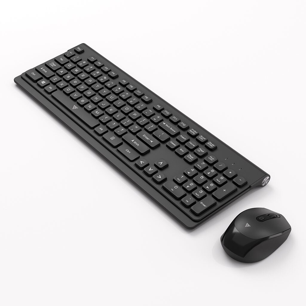 Wireless Keyboard And Mouse Combination LED Backlights Home Office Ultra Thin Wireless Acrylic Keyboard And Mouse Combination: Black 