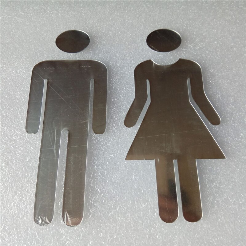 A pair of Toilet Sign Sticker 3D Art Door Stickers Mirror Toilet WC Man Women Decor Removable Decal Vinyl Decor