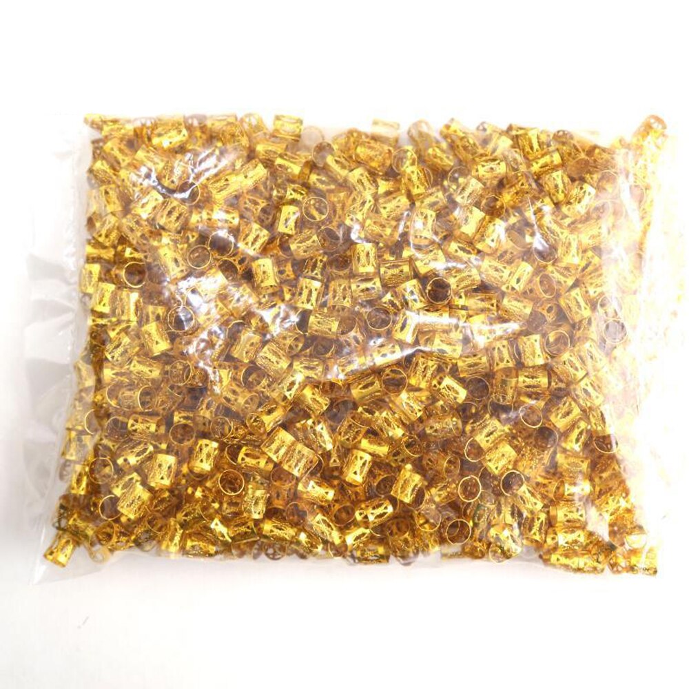 Anillo de cuentas para el pelo para niña y mujer, accesorio de plata y oro para el cabello, tubos trenzados para el cabello, puños, cuentas ajustables, Clip de cuentas de bloqueo de rastas para niños y mujeres