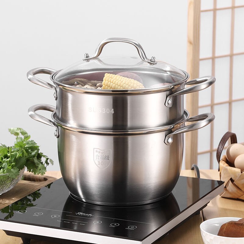 Rustfrit stål suppe pot damper fortykning dobbelt bund non-stick suppe damper madlavning pot induktion komfur gas ovn