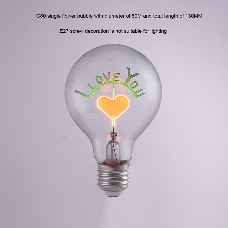 Retro Edison Bulb E27 Soft Spiral LED Filament Bulb Ampoule Vintage Lamp Loving Heart Filament Decoration Home 220V 3W