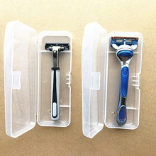 Bærbar barberkasse barbermaskine beholder gennemsigtig plast til rejsetaskeholder manuel barberkassette opbevaringsboks