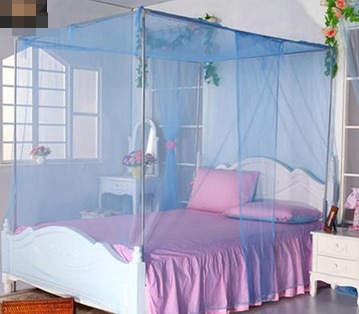 Lace Bed Mosquito Net 4 Corner Post Bed Canopy Princess Full Size Futon Net Mosquito Insect Netting Mesh Canopy Bedding Net