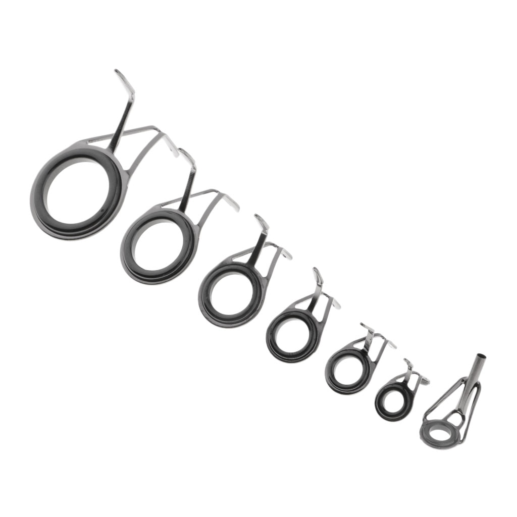 7 stk fiskestang øjne keramiske spinnestang guider line reparation tip top ringe