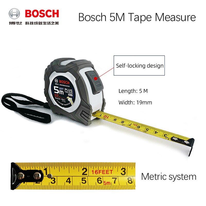 Bosch måttband 5 m teleskopisk metrisk enhet mjuk linjal hög precision gör-det-själv-mätverktyg bärbart stålband