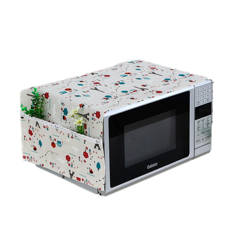 Nowoczesna prosta lniana moda kuchenka mikrofalowa osłona pyłoszczelna z kieszeniami tkanina mikrofale osłony ochraniające Cubiertas Protectoras