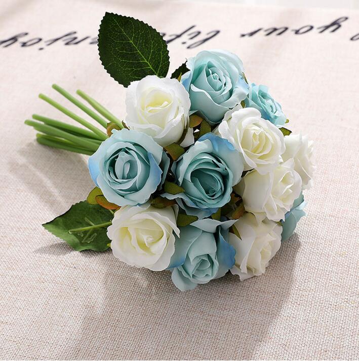 YO CHO Wedding Bouquet Roses Artificial Bridal Bouquets Wedding Accessories Bridesmaids Flowers Mariage Supplies Wedding Bouquet: white blue