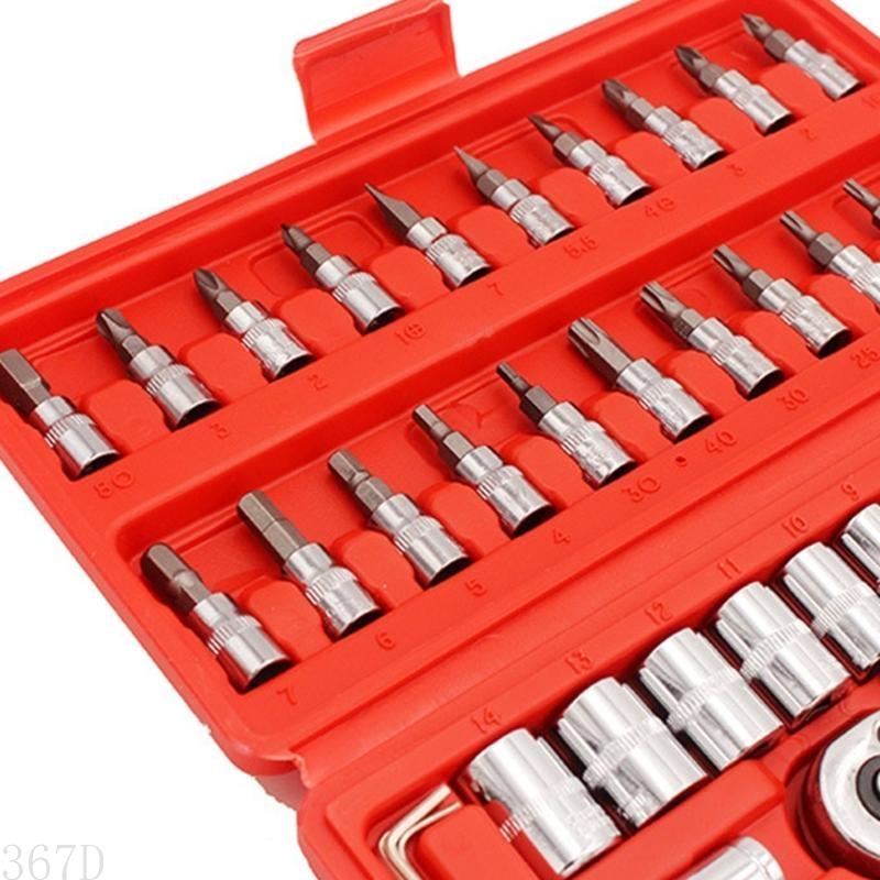 Ensemble clés à douille 367D 46pcs Métrique Prise à cliquet Ensemble clés à cliquet 1/4