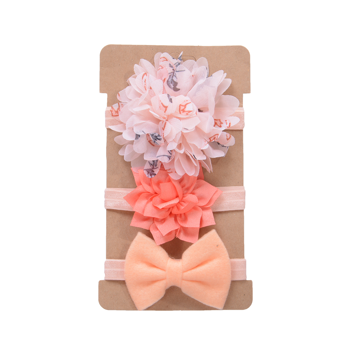 Conjunto de Diadema con lazo para bebé y niña, Bandage para la cabeza con lazo, diadema de flores para el pelo, accesorios de ropa infantil, 3 piezas: Naranja