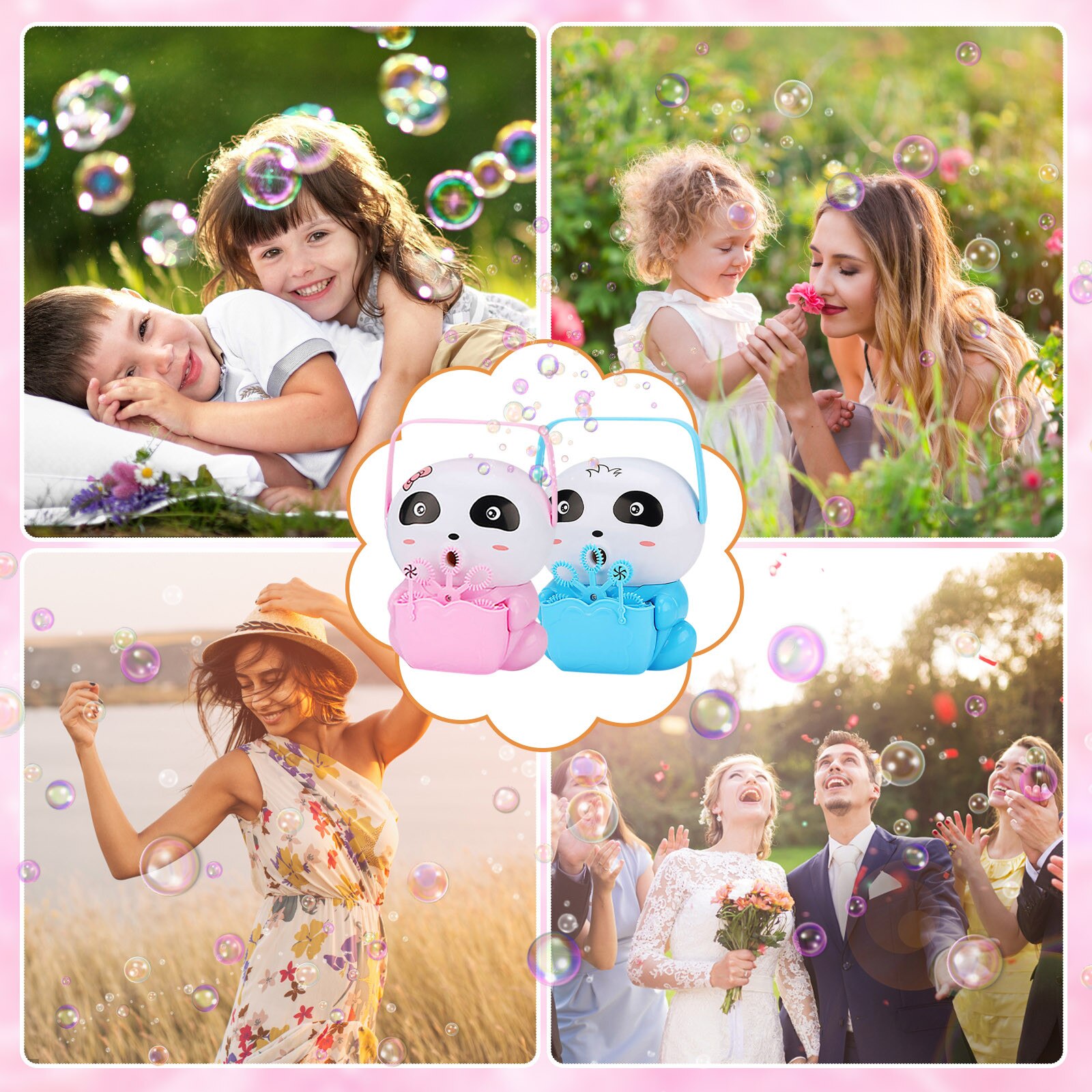 Leuke Panda Automatische Bubble Machine Draagbare Bubble Blower Cartoon Dieren Bubble Machine Licht Muziek Bubble Blazen 100Ml