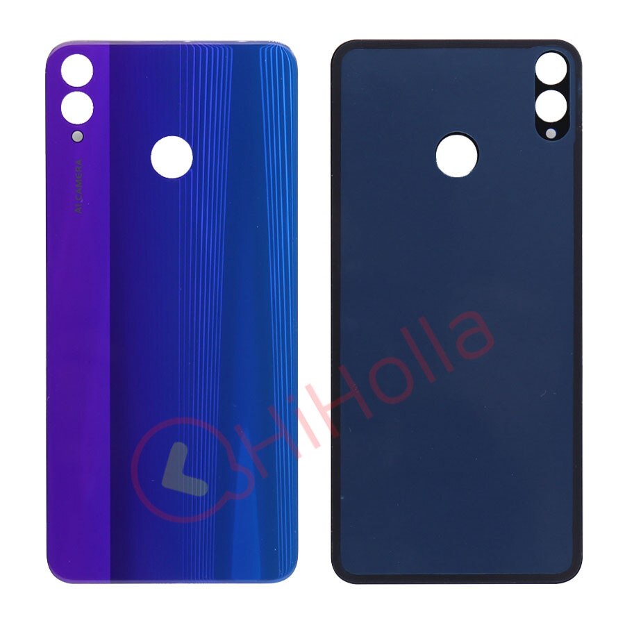 Capa de vidro traseira para huawei honor 8x bateria capa traseira habitação porta painel caso para honor 8x bateria capa com câmera lente: Phantom Blue No Lens