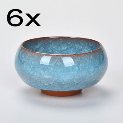 6 stk kung fu tekop sæt knitre glasur rejse kinesisk porcelæn tekop sæt keramisk keramik 30ml xmas: Lyseblå