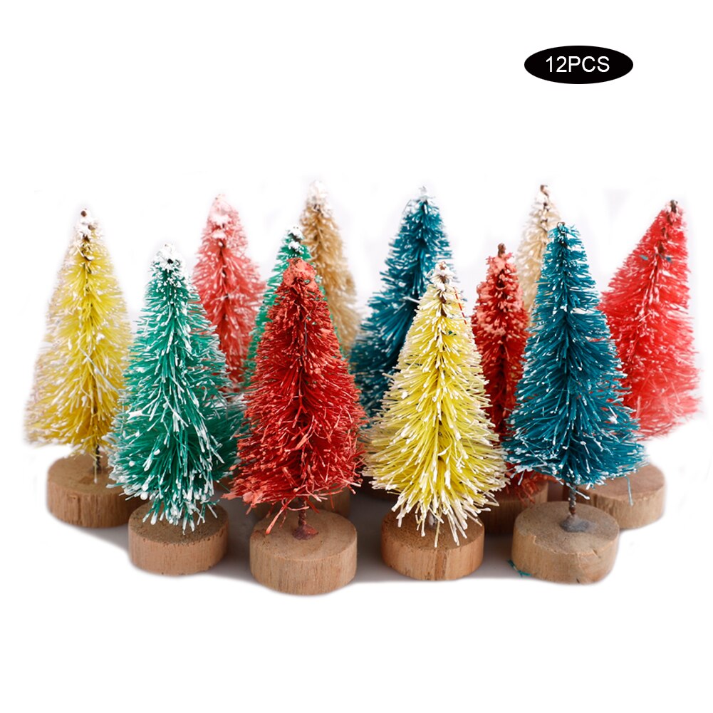 22Pcs Mini Pine Trees Set Sisal Snow Trees Plastic Winter Snow Decoration Tabletop Trees Crafting Party Supplies Desktop Decor: C