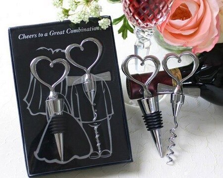 10box Love Heart Corkscrew Wine Bottle Opener + Wine Stopper Wedding Favors for Guests Bottle Opener Set Wedding Decoration