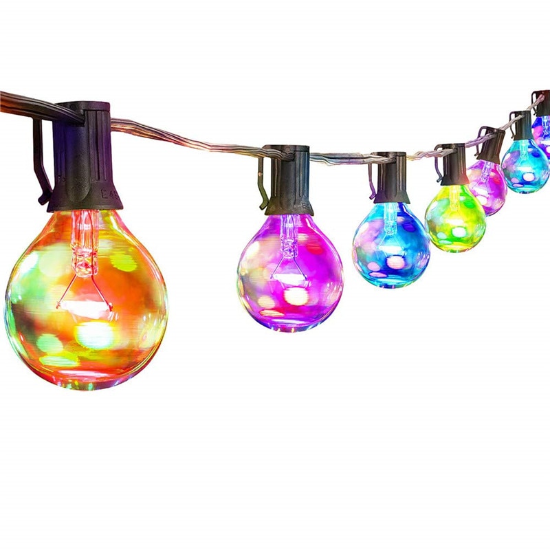 ! led  g40 färgglada glödlampor klotslingor 25 st innergård vattentät lampa glas glödlampor bröllop hem trädgård inredning