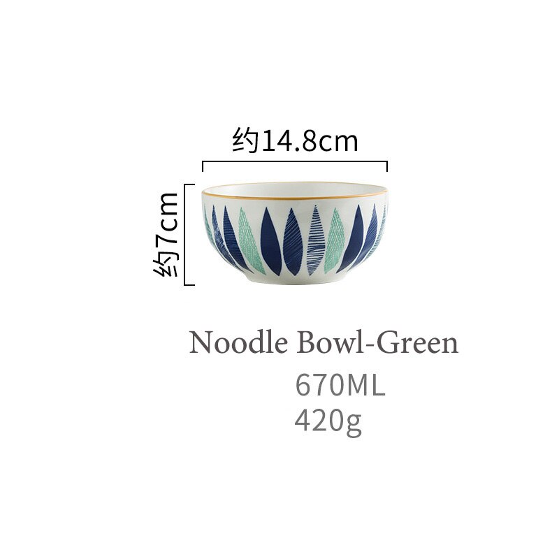 Japońska zastawa stołowa ceramiczna kreatywna ręcznie malowana miska na makaron naczynia ceramiczne płytkie talerze New Arrival miski: Noodle Bowl Green