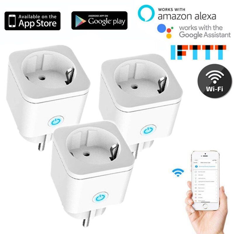 Smart Plug WiFi Socket 16A Power Monitor Timing Function SmartLife Voice Control Work With Alexa Google Assistant 100-240V: 3pcs