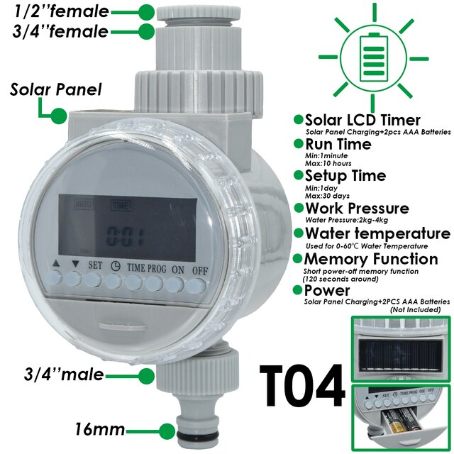 Electronic Irrigation Water Timer Garden Home Indoor Outdoor Timed Controller Automatic Sprinkler Programmable Valve Faucet Hose: Light Grey