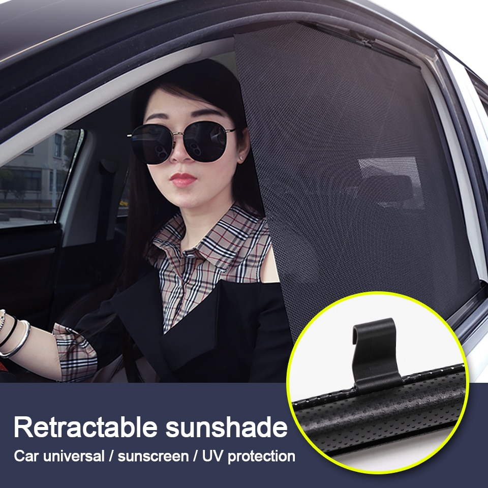 Auto Zonnescherm Intrekbare Uv-bescherming Cover Zon Schild Zwart Voor Voertuig Voorruit Side Windows Voor Suv &#39;S