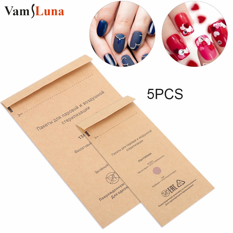 5pcs Disposable Sterilization Bag Disinfection Sterilizer Bags Cosmetics Manicure Pouch Disinfection Machine Accessory