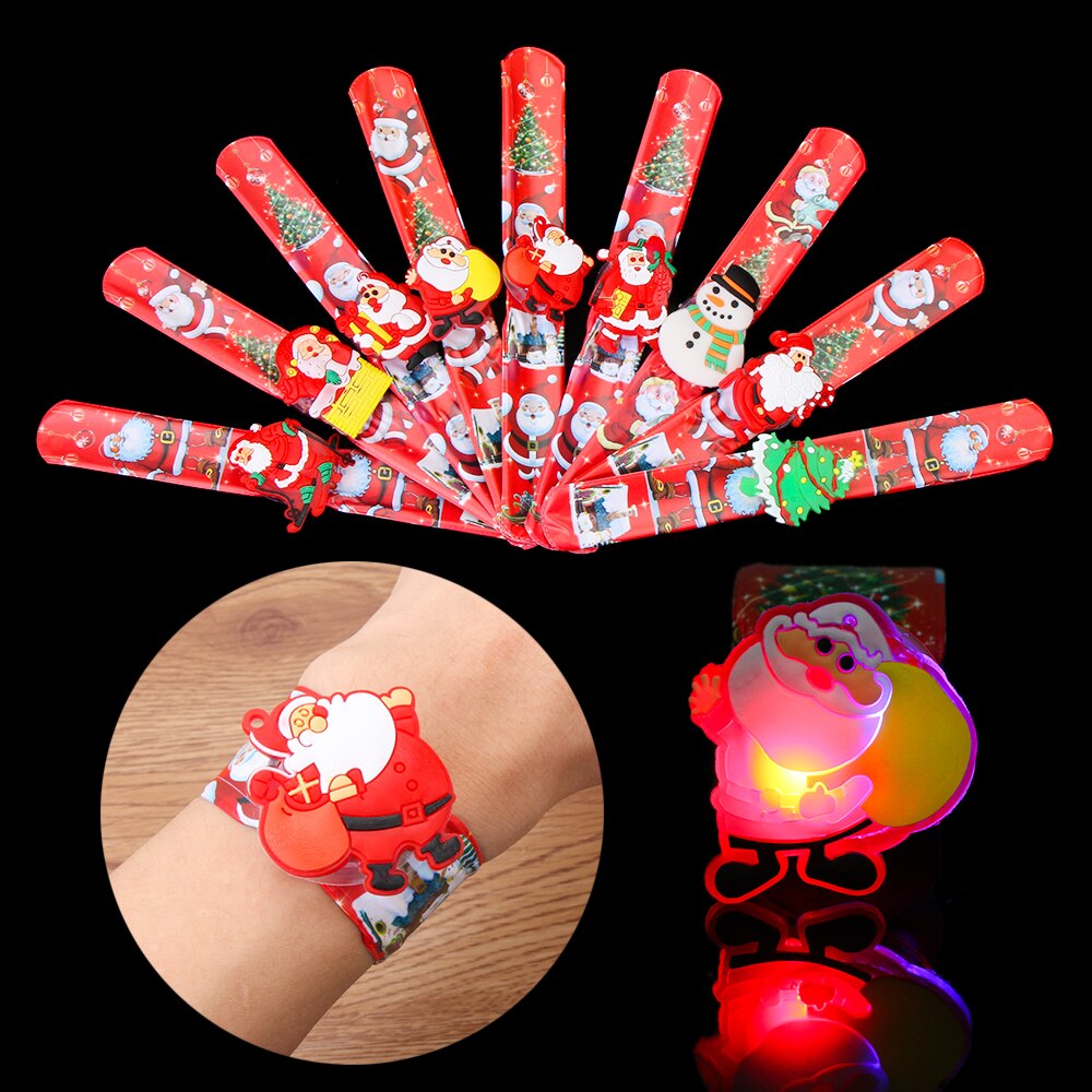 Led kerst armbind gloeiende armbind santa snepop klappring kerst levert speelgoed julepynt nytår cadeaus navidad