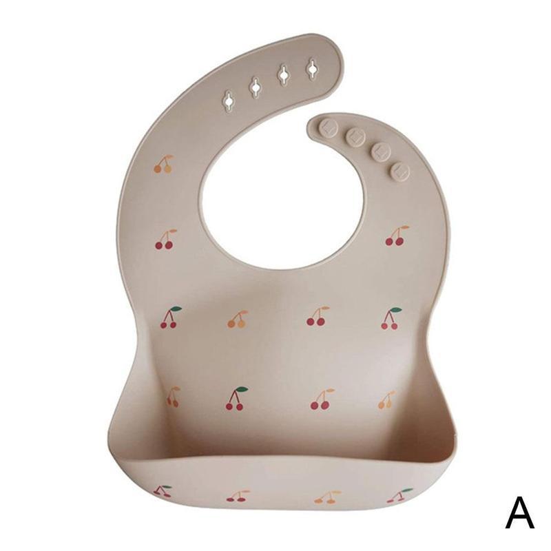 Ins Stijl Print Baby Slabbetjes Babyvoeding Stuff Leuke Patroon Kids Meisje Jongen Peuter Waterdichte Zachte Siliconen Verstelbare Kinderen Bib: Cherries