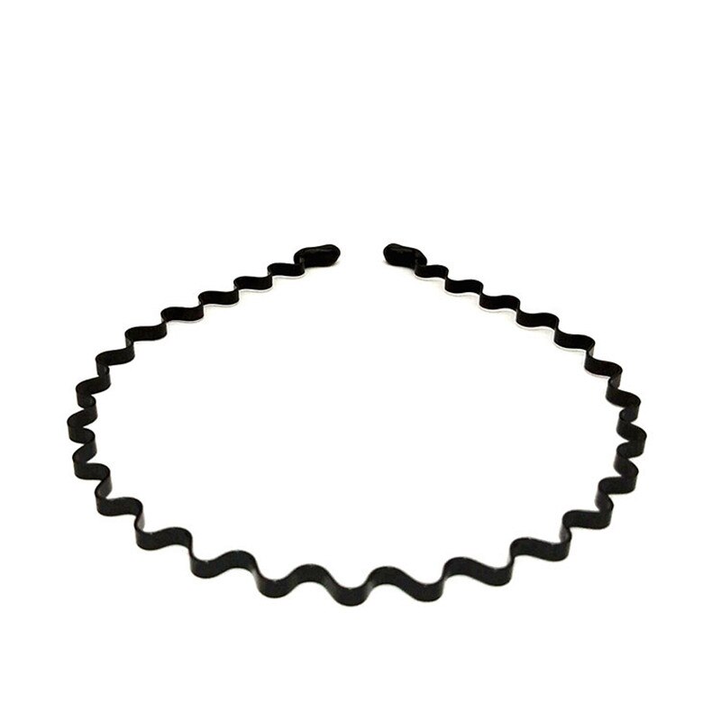 Bandeau de cheveux en métal noir ondulé pour hommes et femmes, unisexe, couleur unie, couvre-chef décontracté pour adultes, 5 Styles, 1 pièce: C