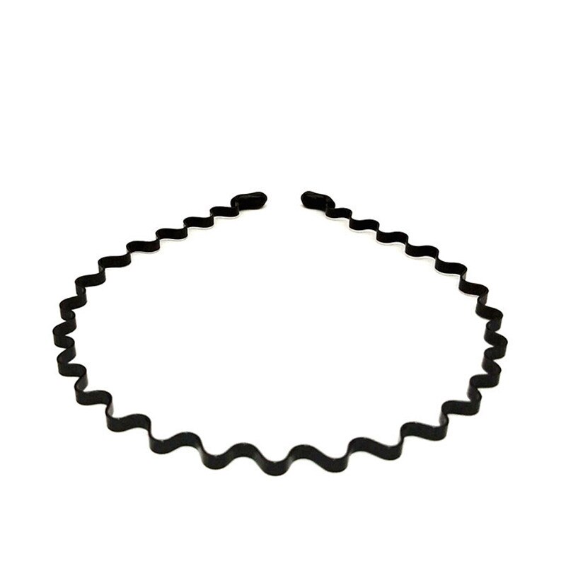Black Metal Sports Hairband Headband - Unisex Wave Alice Style For Men & Women