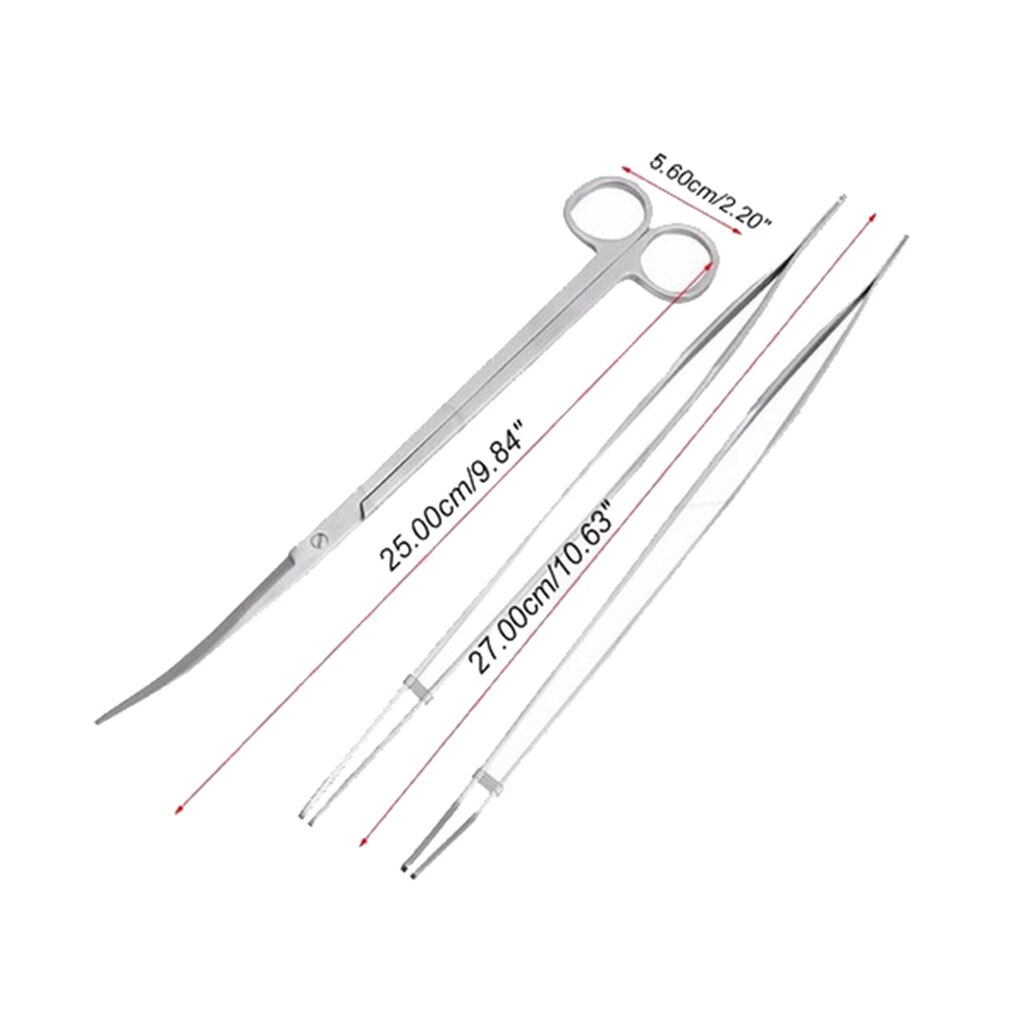 3/5PCS Aquarium Tank Tools Kit Fish Tank Aquatic Plants Long Tweezers Scissors Stainless Steel Maintenance Tool