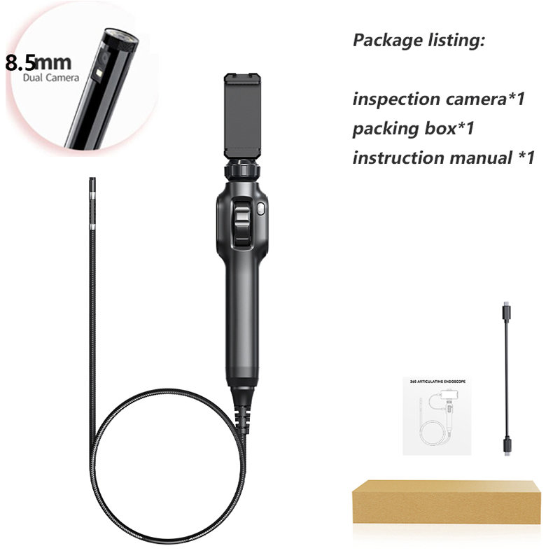 Typ C 360 ° Dwukierunkowa obrotowa przegubowa kamera endoskopowa HD 1080P inspekcja samochodu endoskop przemysłowy z 8 diodami LED dla IOS Android: Złota