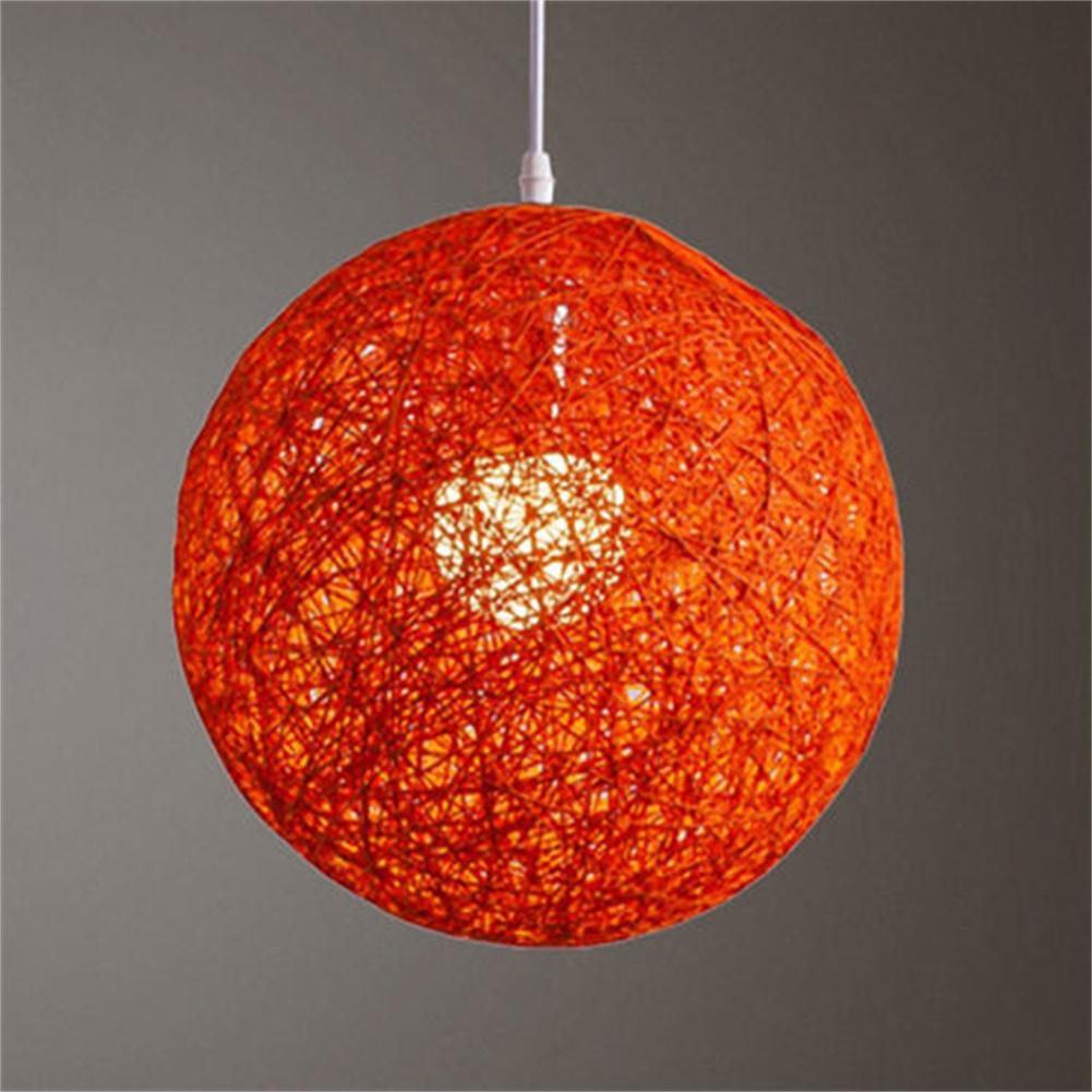 Round Concise Hand-woven Rattan Vine Ball Pendant Lampshade Light Lamp Shades Light Accessories(15cm Diameter): Orange